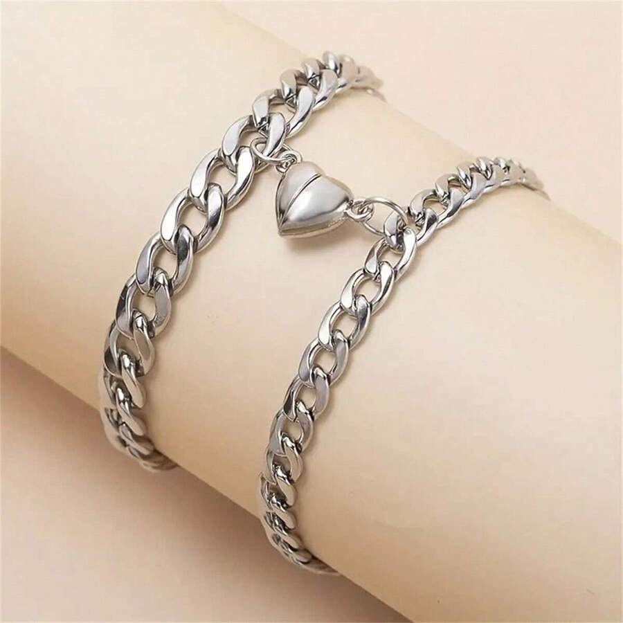 Pulsera para parejas Magnética con dije de corazón