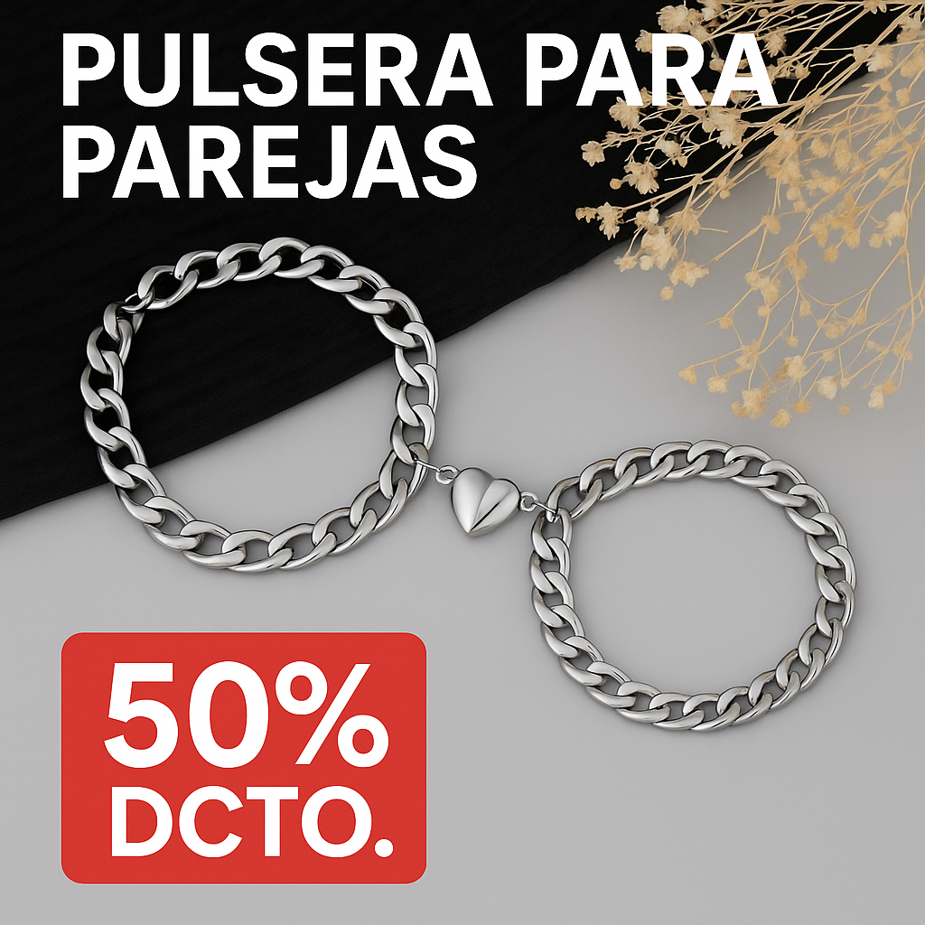 Pulsera para parejas Magnética con dije de corazón