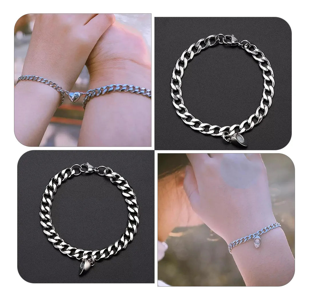 Pulsera para parejas Magnética con dije de corazón