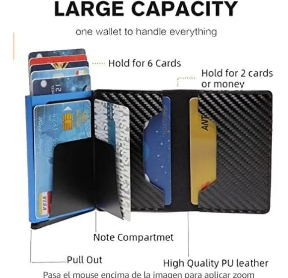 Tarjetero Inteligente Antirrobo En Fibra De Carbono