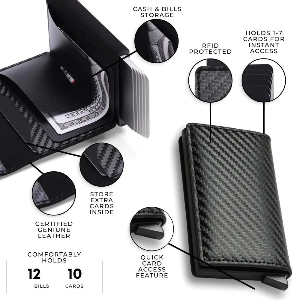 Tarjetero Inteligente Antirrobo En Fibra De Carbono