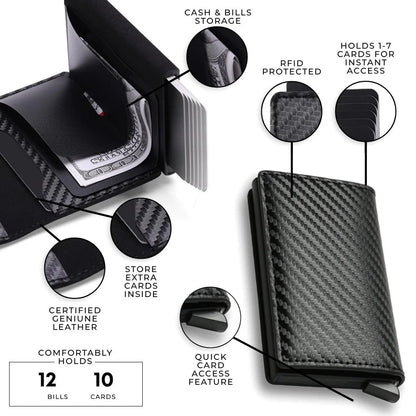 Tarjetero Inteligente Antirrobo En Fibra De Carbono